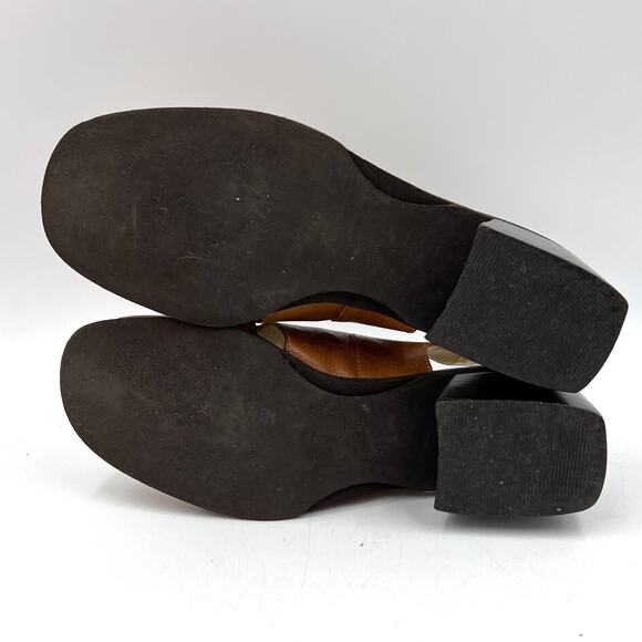 Vintage Ipanema Leather Square Toe Block Heel Nora Slingback Sandals Tan - Picture 7 of 7